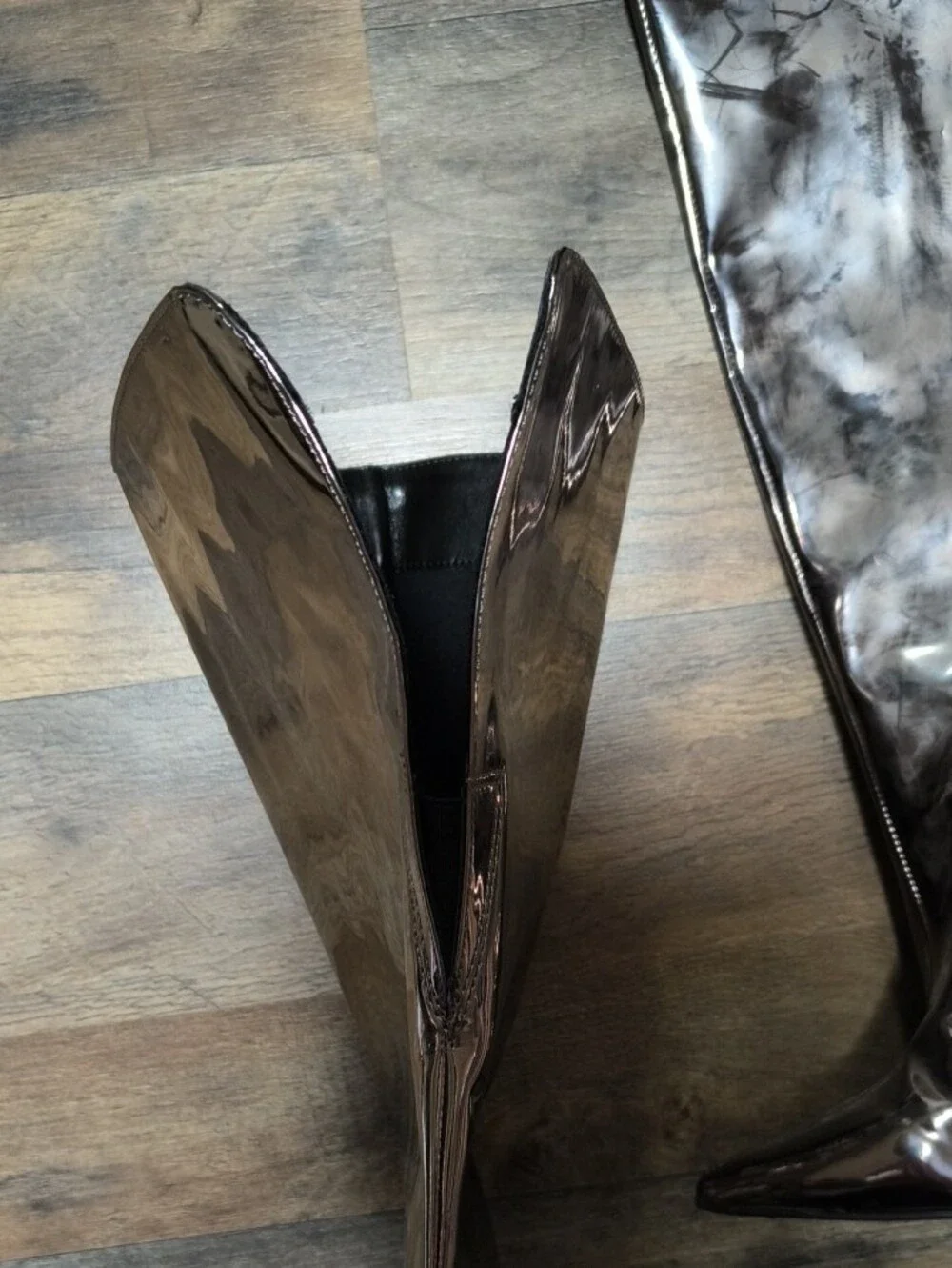 INC International Concepts Metallic Brown Patent Over-the-Knee Stiletto Boots